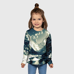 Лонгслив детский Река и горы снежные пейзаж, цвет: 3D-принт — фото 2
