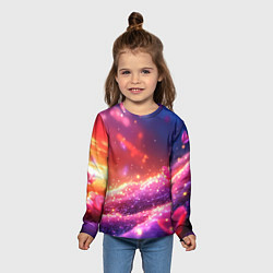 Лонгслив детский Фиолетовые и красные оттенки текстура, цвет: 3D-принт — фото 2