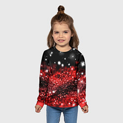 Лонгслив детский Красно-черная блестящая текстура, цвет: 3D-принт — фото 2