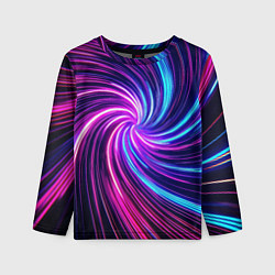 Детский лонгслив Неоновый вихрь из светящихся линий