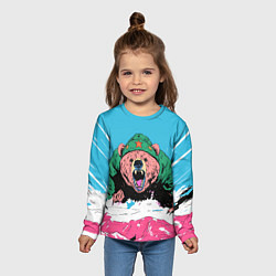 Лонгслив детский Хищный русский медведь, цвет: 3D-принт — фото 2