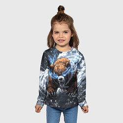 Лонгслив детский Медведь в молниях и облаках, цвет: 3D-принт — фото 2