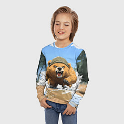 Лонгслив детский Медведь бежит среди волн, цвет: 3D-принт — фото 2