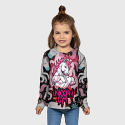 Лонгслив детский Единорог gym, цвет: 3D-принт — фото 2