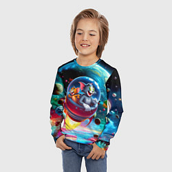 Лонгслив детский Том и Джерри летят в ракете - нейроарт, цвет: 3D-принт — фото 2