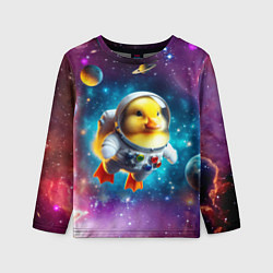 Лонгслив детский Прикольный утёнок бравый космонавт - нейроарт, цвет: 3D-принт