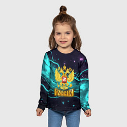 Лонгслив детский Россия - березовая абстракция, цвет: 3D-принт — фото 2