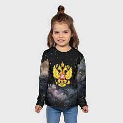 Лонгслив детский Герб России на черном небе, цвет: 3D-принт — фото 2