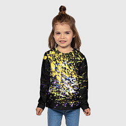 Лонгслив детский Желто синяя краска на черном, цвет: 3D-принт — фото 2