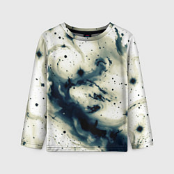Лонгслив детский Бежевый и тёмно-синий космическая абстракция, цвет: 3D-принт