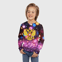 Лонгслив детский Герб России на фоне бокке, цвет: 3D-принт — фото 2