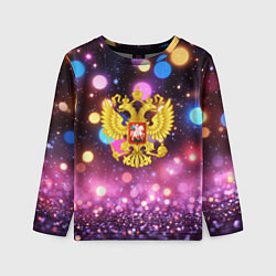Лонгслив детский Герб России на фоне бокке, цвет: 3D-принт