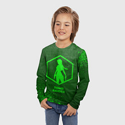 Лонгслив детский Tomb Raider - green gradient, цвет: 3D-принт — фото 2