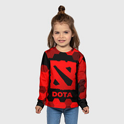Лонгслив детский Dota - red gradient, цвет: 3D-принт — фото 2