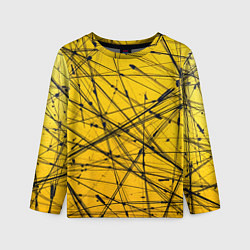 Лонгслив детский Черные штрихи на желтом, цвет: 3D-принт