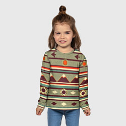 Лонгслив детский Этнический мотив с горами, цвет: 3D-принт — фото 2
