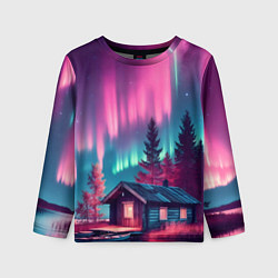 Лонгслив детский Лиловое сияние над лесом, цвет: 3D-принт