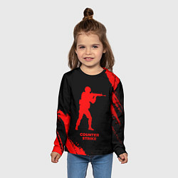 Лонгслив детский Counter Strike - red gradient, цвет: 3D-принт — фото 2