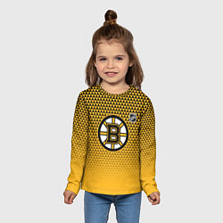Лонгслив детский Бостон Брюинз - паттерн треугольников, цвет: 3D-принт — фото 2