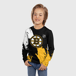Лонгслив детский Бостон Брюинз - разлитая краска, цвет: 3D-принт — фото 2