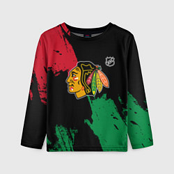 Детский лонгслив Чикаго Блэкхокс - брызги красок