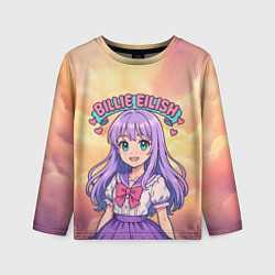 Лонгслив детский Билли Айлиш в аниме стиле, цвет: 3D-принт