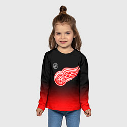 Лонгслив детский Детройт Ред Уингз - градиент, цвет: 3D-принт — фото 2