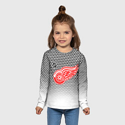 Лонгслив детский Детройт Ред Уингз - геометрический градиент, цвет: 3D-принт — фото 2