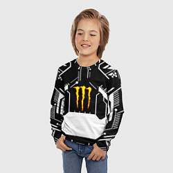 Лонгслив детский Monster energy geometry, цвет: 3D-принт — фото 2