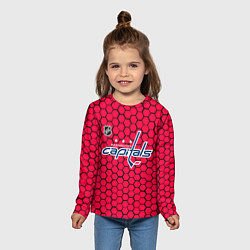 Лонгслив детский Вашингтон Кэпиталз - красные соты, цвет: 3D-принт — фото 2