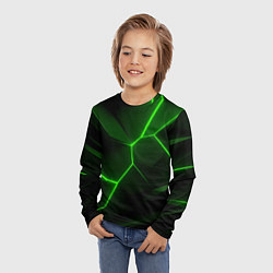 Лонгслив детский Зеленая текстура с неоном, цвет: 3D-принт — фото 2