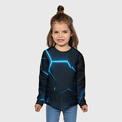 Лонгслив детский Черные плиты с синим светом, цвет: 3D-принт — фото 2