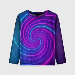 Лонгслив детский Сине-фиолетовая спираль, цвет: 3D-принт