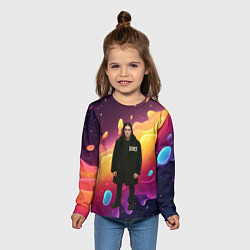 Лонгслив детский Bones во весь рост в черной одежде, цвет: 3D-принт — фото 2