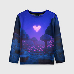 Лонгслив детский Ночной лес Minecraft с сердечком луной, цвет: 3D-принт