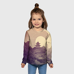 Лонгслив детский Ретро иллюстрация Японского храма, цвет: 3D-принт — фото 2
