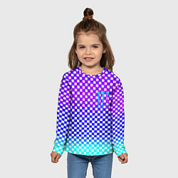 Лонгслив детский Monster шахматная клетка градиент, цвет: 3D-принт — фото 2