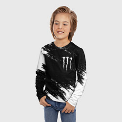Лонгслив детский Monster energy краски штрихи белые, цвет: 3D-принт — фото 2