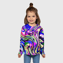 Лонгслив детский Абстракция пластика синий, цвет: 3D-принт — фото 2