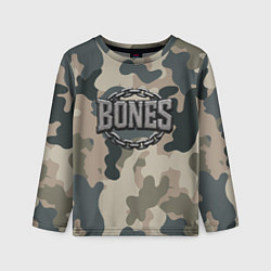 Детский лонгслив Bones логотип на камуфляже