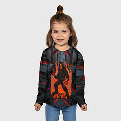 Лонгслив детский Bones в стиле дьявола с пластинкой, цвет: 3D-принт — фото 2