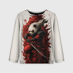 Детский лонгслив Демоническая панда самурай - нейроарт