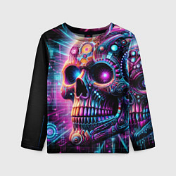 Лонгслив детский Neon cyber skull, цвет: 3D-принт