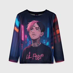 Лонгслив детский LiL Peep - Неоновый аниме арт, цвет: 3D-принт