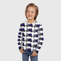 Лонгслив детский Motorcycle purple gloss, цвет: 3D-принт — фото 2
