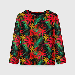 Лонгслив детский Palm yellow red, цвет: 3D-принт