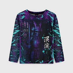 Лонгслив детский Призрачный самурай - неоновый арт, цвет: 3D-принт