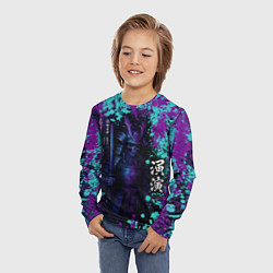 Лонгслив детский Неоновый призрак самурая, цвет: 3D-принт — фото 2