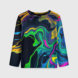 Детский лонгслив Разводы и переливы разноцветной краски