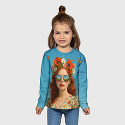 Лонгслив детский Девушка в очках, цвет: 3D-принт — фото 2